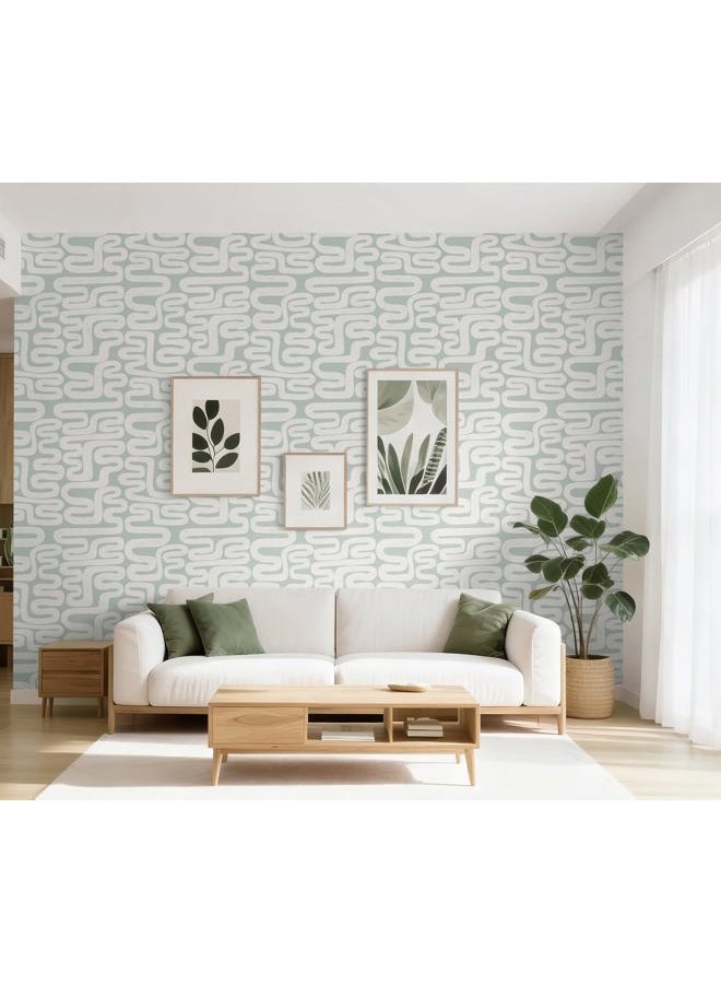 Micpolo Peel and Stick Wallpaper Modern Beige and Grey Waterproof Self-Adhesive for Bathroom Bedroom Living Room 17.3" x 78.7" - Image 4