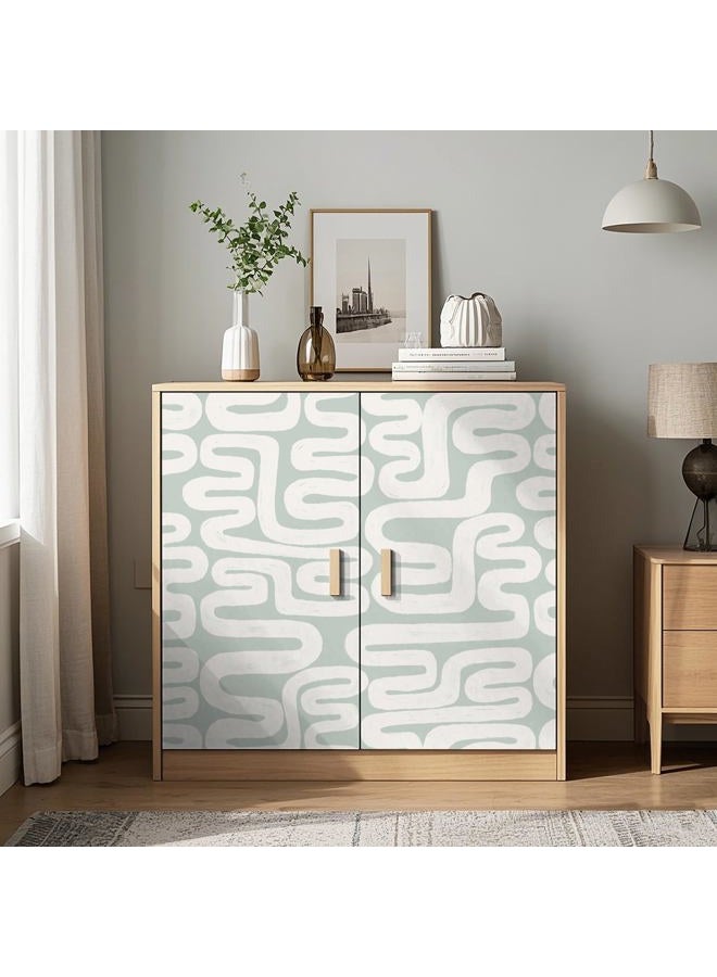 Micpolo Peel and Stick Wallpaper Modern Beige and Grey Waterproof Self-Adhesive for Bathroom Bedroom Living Room 17.3" x 78.7" - Image 5