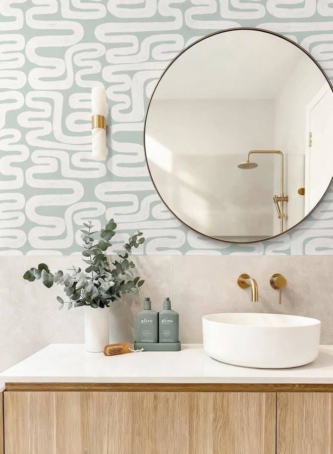 Micpolo Peel and Stick Wallpaper Modern Beige and Grey Waterproof Self-Adhesive for Bathroom Bedroom Living Room 17.3" x 78.7" - Image 2