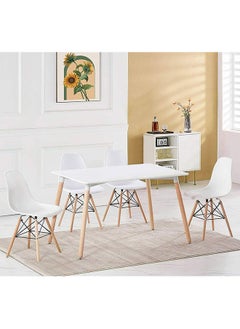 Stork 5 Pieces Rectangular Dining Set Modern Design 4 Seater Comfortable Chairs And 1 Adjustable Table For Kitchen Dining Room White/Beech - pzsku/Z41E3852AAAA9EA8ADA03Z/45/_/1668849098/c3dfaf27-e1f3-43e3-8f91-5603671ba4fe