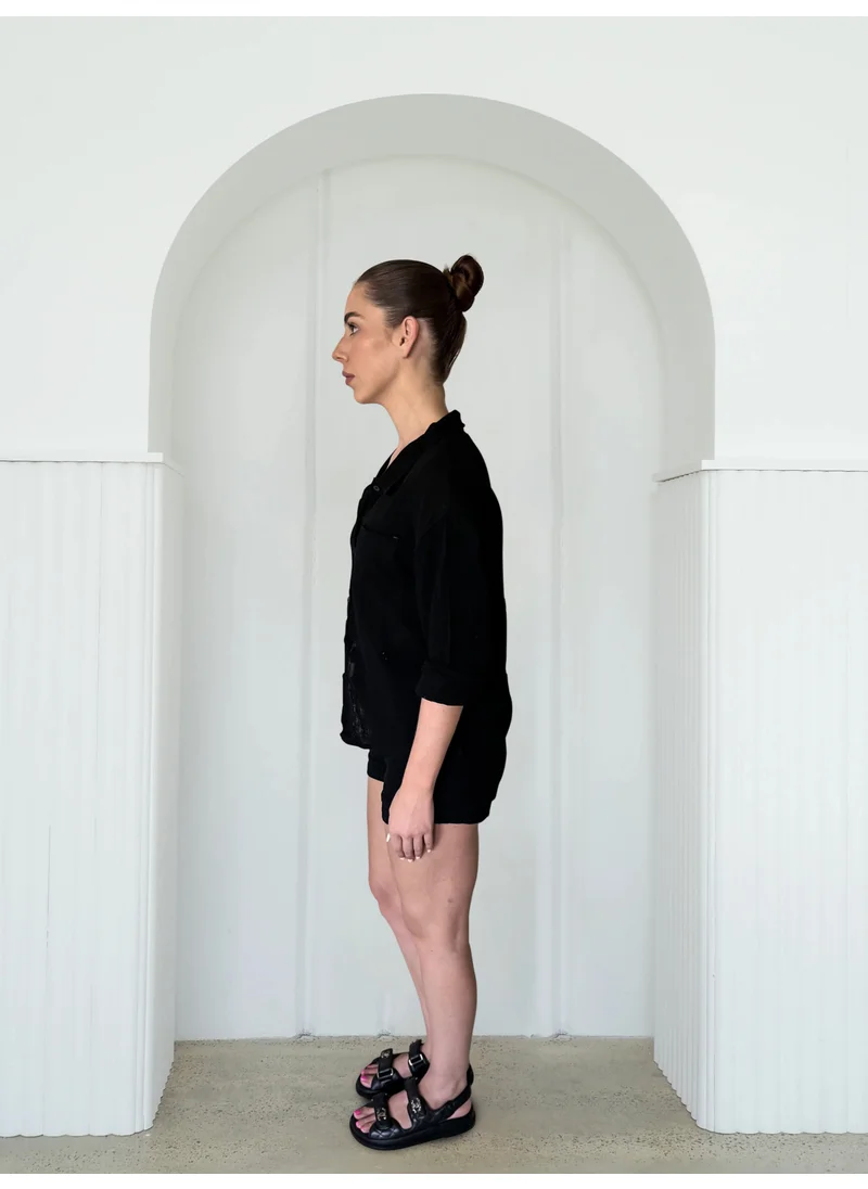 نوماد Long Sleeve Crinkle Button Down Shirt