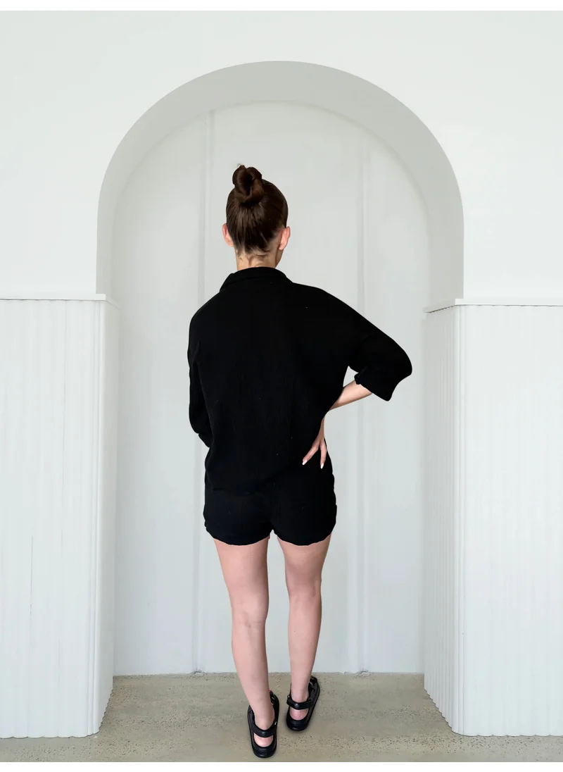 نوماد Long Sleeve Crinkle Button Down Shirt
