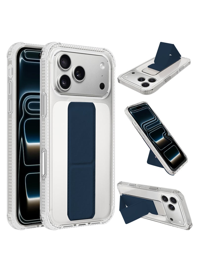 CATANES 3 Packs Finger Grip Clear Case Cover for iPhone 17 Pro Max - Kickstand Car Magnetic Holder Multi-function Protective Two-in-one Case with Two 3D Screen Protectors - Dark Blue - Image 2