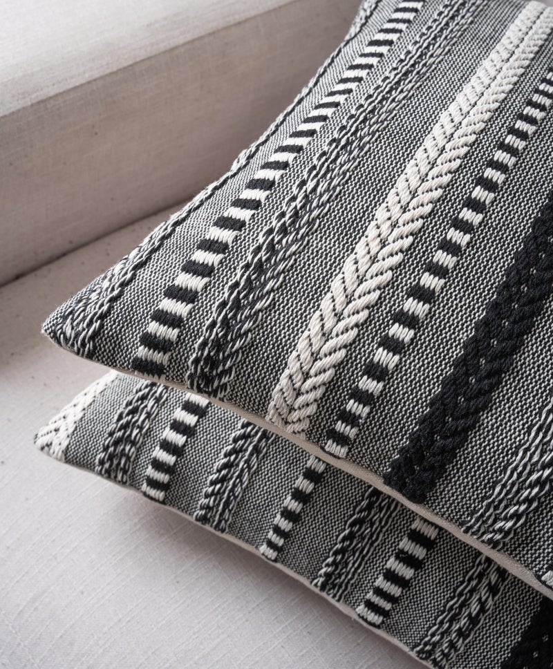 Cethom Boho Throw Pillow Covers 18x18 Inch Set of 2, Farmhouse Decorative Couch Pillow Cases, Black Accent Pillows of Bed, Sofa Bedroom Living Room Home Decor Cushion Cover - Image 3