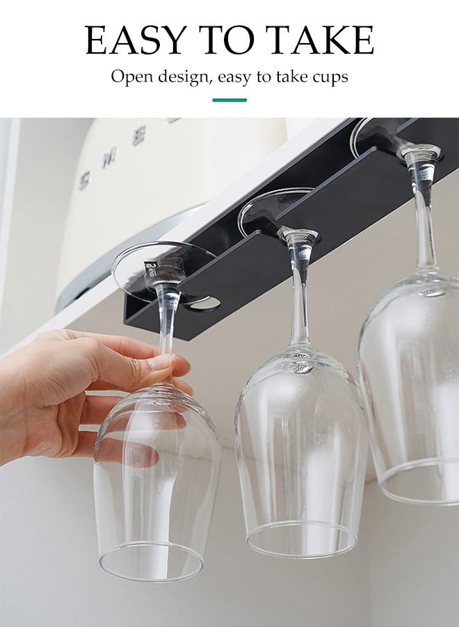 DUNISO 2Pcs Hanging Cup Rack Metal Wall Mounted Wine Cup Rack Stainless Steel Under Cabinet Wine Rack Glass Holder Hanging Hanger Chrome Stemware Holder for Bar Kitchen - Image 2