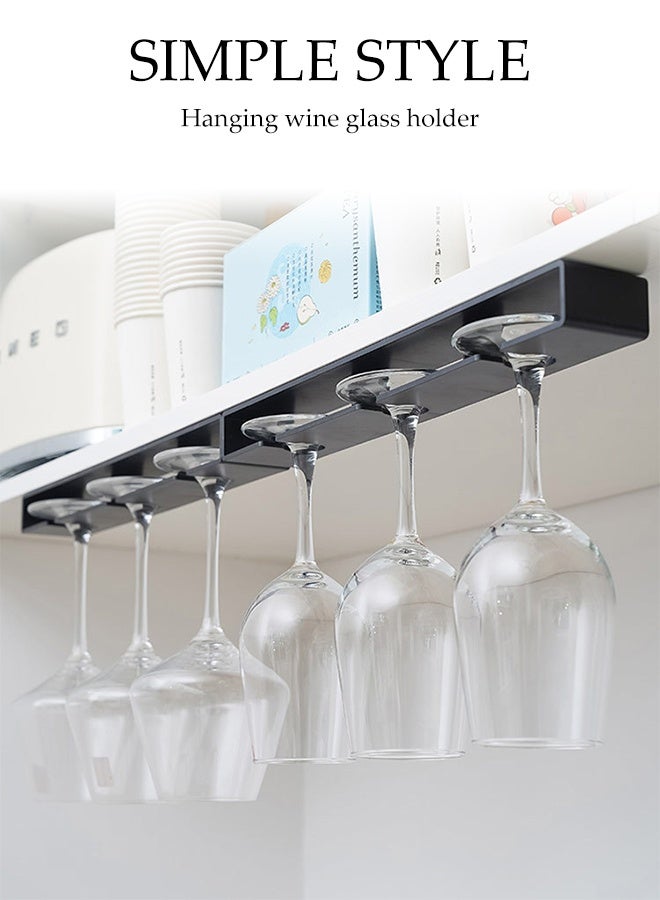 DUNISO 2Pcs Hanging Cup Rack Metal Wall Mounted Wine Cup Rack Stainless Steel Under Cabinet Wine Rack Glass Holder Hanging Hanger Chrome Stemware Holder for Bar Kitchen - Image 1