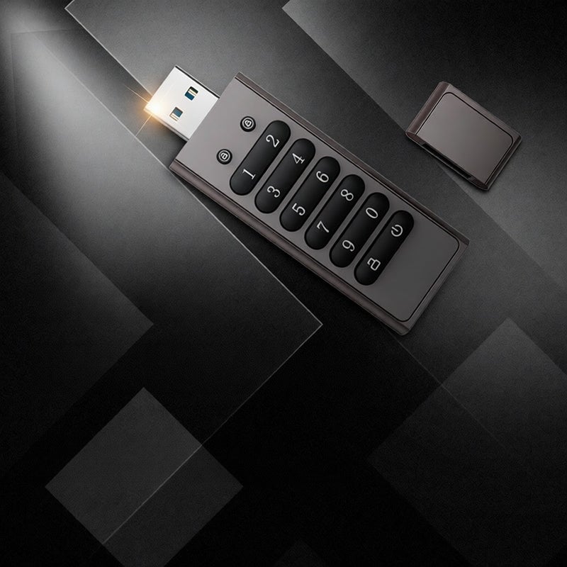 وحدة ذاكرة USB مشفرة بسعة 128 جيجابايت و 256 بت، محمية بكلمة المرور، محرك فلاش USB 3.0، يدعم وظائف إعادة الضبط/المسح/القفل التلقائي، لون رمادي - Image 3