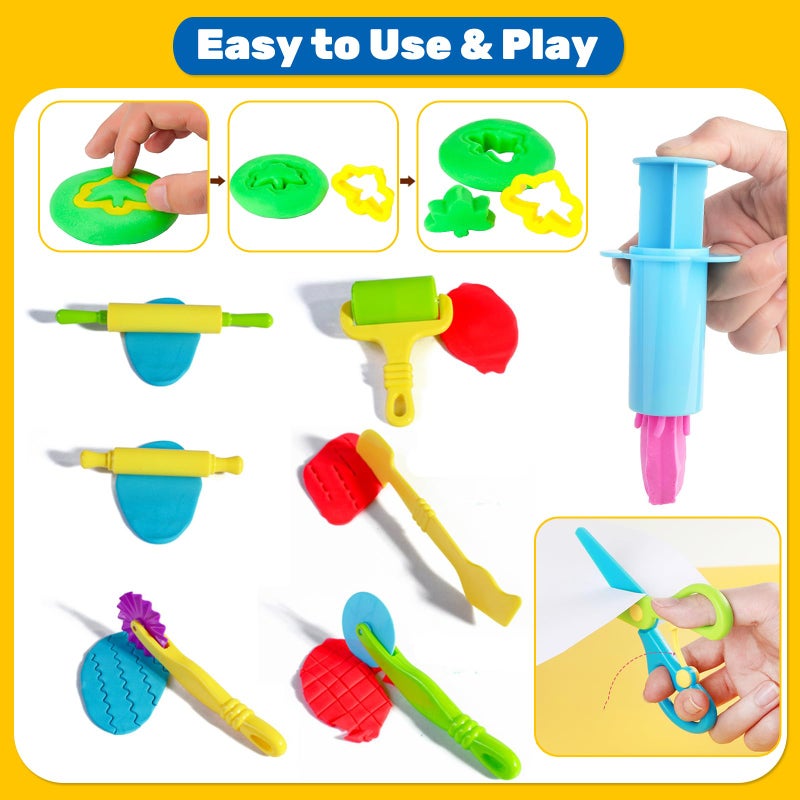 iShyan Dough Tools for Kids, 24 Pieces Dough Play Tools Set with Rolling Pins,Cutters,Dough Extruders,Scissor - Image 3