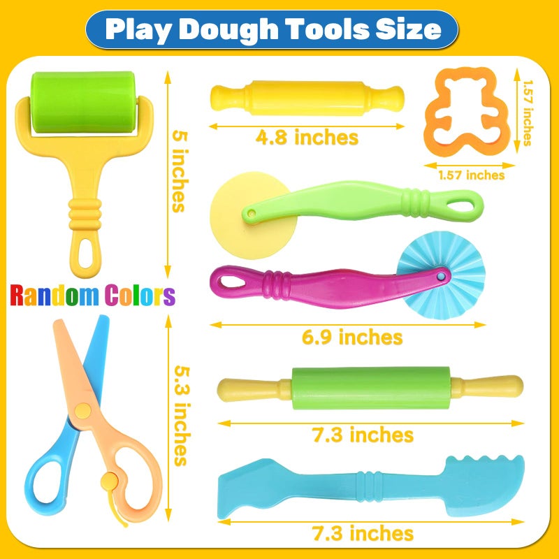 iShyan Dough Tools for Kids, 24 Pieces Dough Play Tools Set with Rolling Pins,Cutters,Dough Extruders,Scissor - Image 2
