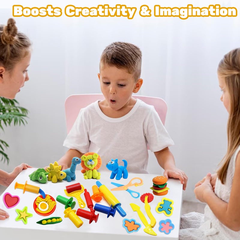 iShyan Dough Tools for Kids, 24 Pieces Dough Play Tools Set with Rolling Pins,Cutters,Dough Extruders,Scissor - Image 5