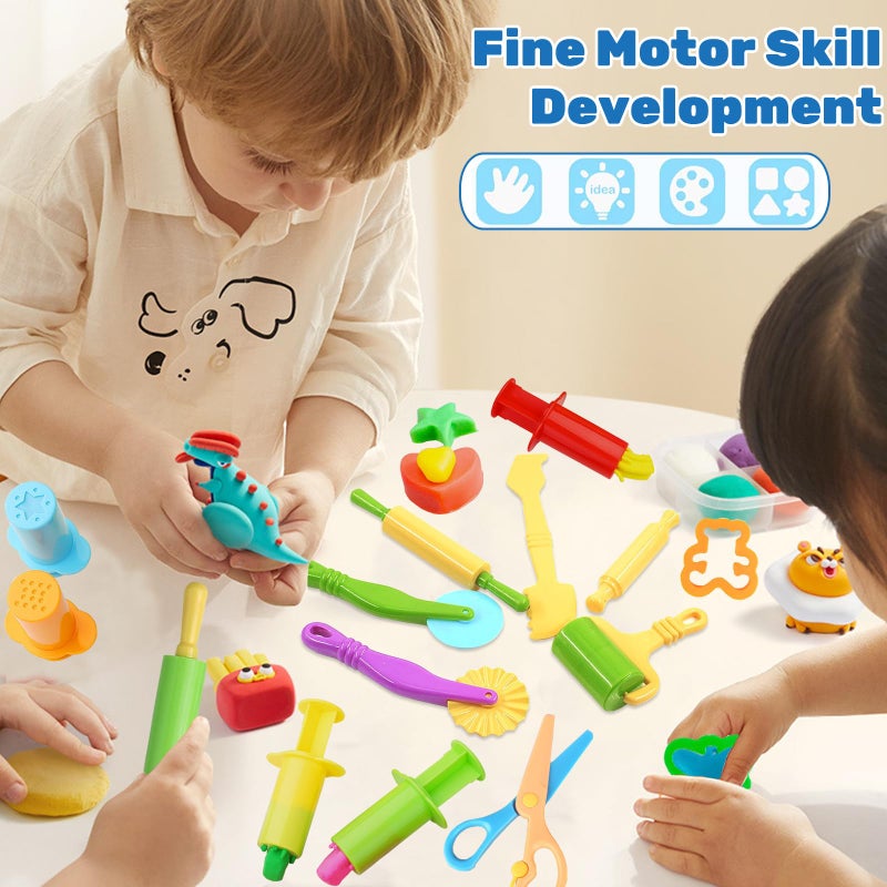 iShyan Dough Tools for Kids, 24 Pieces Dough Play Tools Set with Rolling Pins,Cutters,Dough Extruders,Scissor - Image 4
