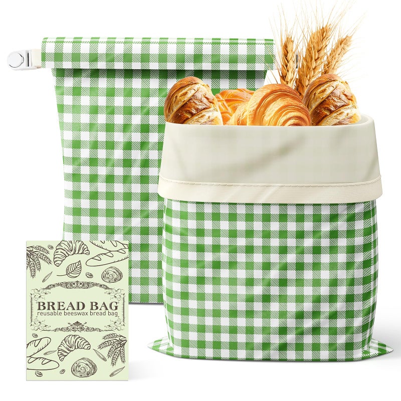 Large Beeswax Bread Bags for Sourdough 13W x 17H Reusable Cotton Material Ideal for Sourdough Bread Storage to Keep Fresh Lock Moisture 2 Pack