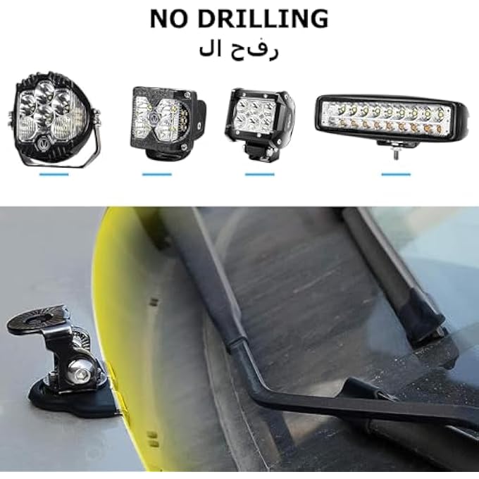 Gerui 2 Pcs Led Light Bar Mounting BracketsBlackAdjustable Pillar Hood Light Mount Bracket Clamp Holder NickelPlated Iron For Jeep Off Road Vehicle Trucks Suv Installing No Drilling - Image 5