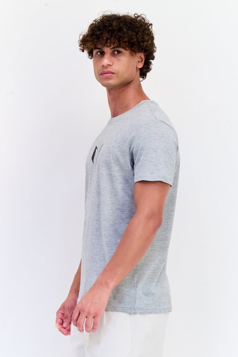 MESSI Men Crew Neck Short Sleeve Brand Logo T-shirt, Grey - Image 4