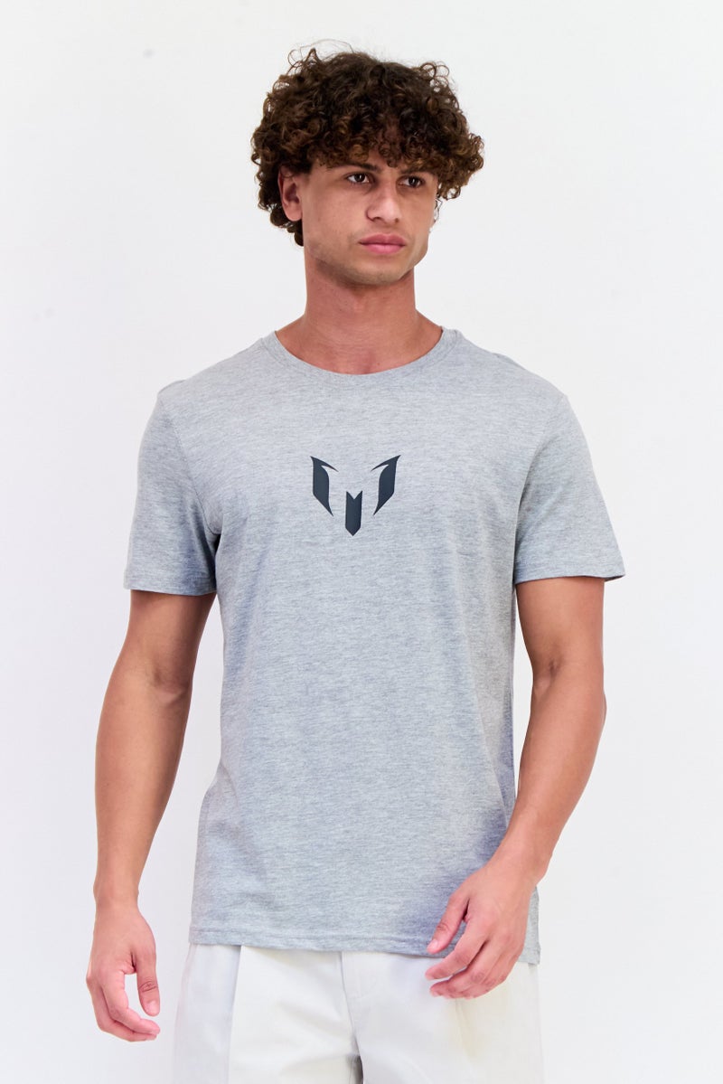 MESSI Men Crew Neck Short Sleeve Brand Logo T-shirt, Grey - Image 1