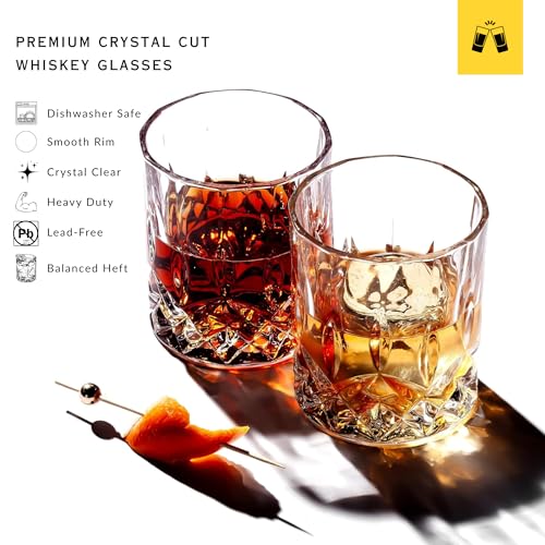 LEMONSODA Crystal Cut Old Fashioned Whiskey Glasses Set of 2, 4, 6-10oz Ultra-Clear Premium Lead-Free Rocks Glass Tumbler For Drinking Bourbon, Scotch, Cognac, Cocktails (Set of 4) - Image 2