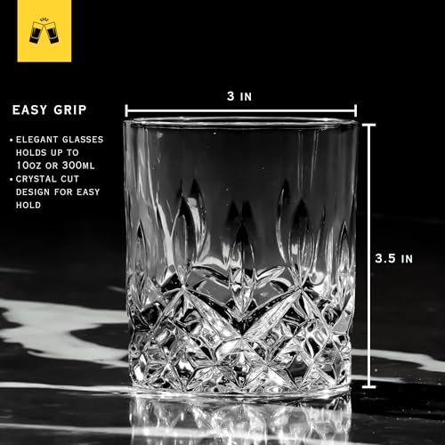 LEMONSODA Crystal Cut Old Fashioned Whiskey Glasses Set of 2, 4, 6-10oz Ultra-Clear Premium Lead-Free Rocks Glass Tumbler For Drinking Bourbon, Scotch, Cognac, Cocktails (Set of 4) - Image 4