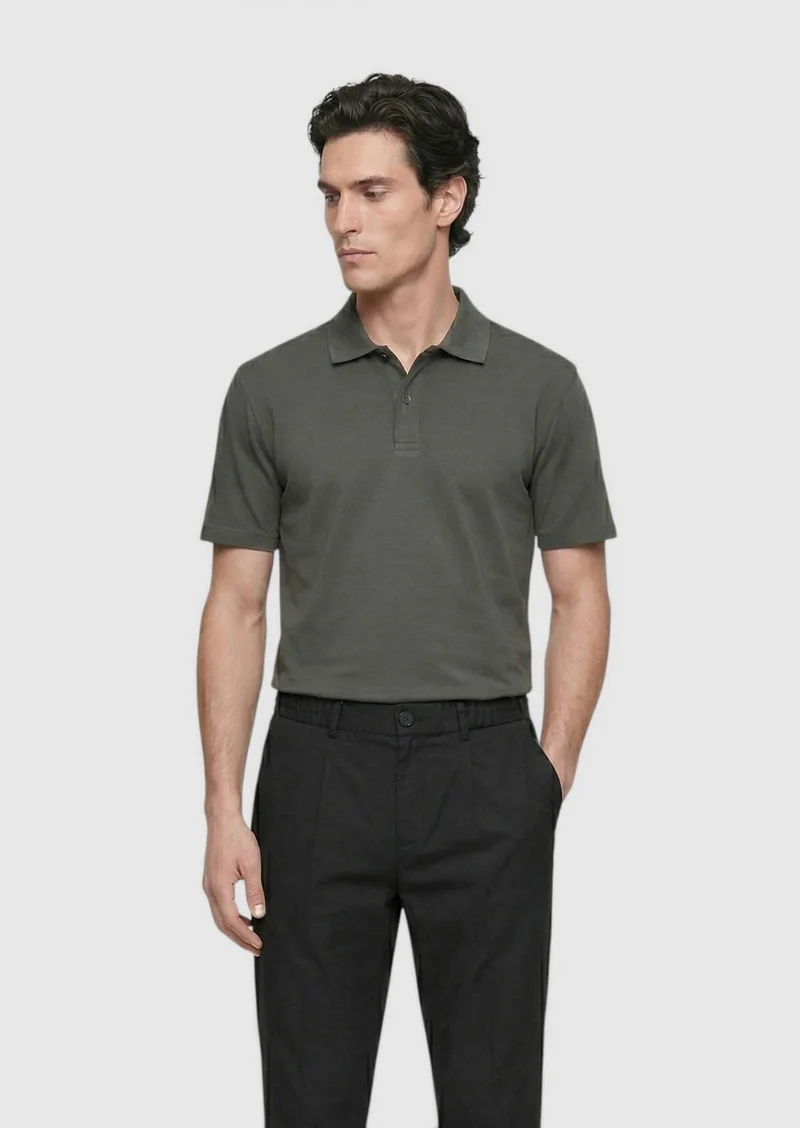 RAMSEY Khaki Plain 100% Cotton T-Shirt