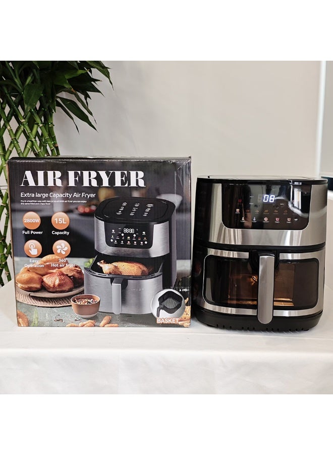 DubaiGallery High Power Digital Air Fryer 2800W Extra Large 15L Size Touch Screen 360 Hot Air System Crispy Food With Less Oil For Healthy Home Cooking Family Meals Every Day Easily - Image 1