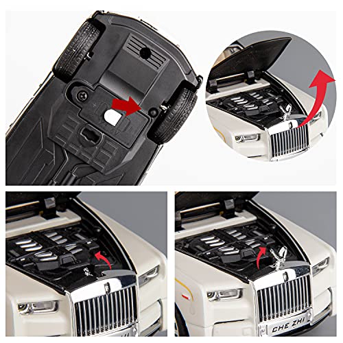 BDTCTK 1/32 Rolls-Royce Phantom Model Car,Zinc Alloy Pull Back Toy car with Sound and Light for Kids Boy Girl Gift(White) - Image 2