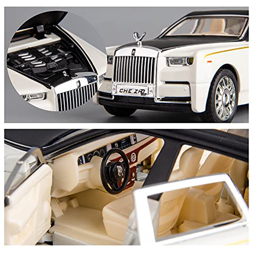 BDTCTK 1/32 Rolls-Royce Phantom Model Car,Zinc Alloy Pull Back Toy car with Sound and Light for Kids Boy Girl Gift(White) - Image 3