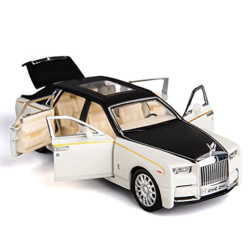 BDTCTK 1/32 Rolls-Royce Phantom Model Car,Zinc Alloy Pull Back Toy car with Sound and Light for Kids Boy Girl Gift(White) - Image 1