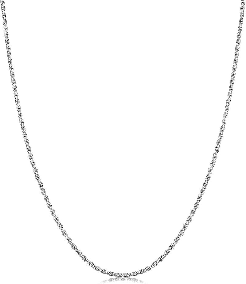 Savlano 925 Sterling Silver 1mm Solid Italian Rope Diamond Cut Twist Link Chain Necklace With a Gift Box For Men & Women - Made in Italy (18, 1mm) - Image 1