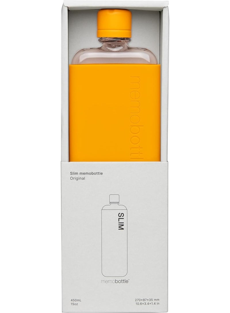memobottle SLIM Bundle - 15oz (450ml) - Bottle, silicone sleeve & lid | Sleek, Slim & Flat Water Bottle for Bags & Laptops | BPA Free Tritan | Modern, Minimalist | Ideal for Daily Use - Image 4