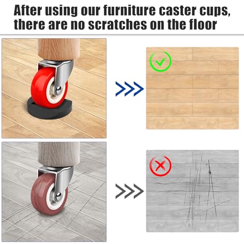 Nonley Bed Stoppers Furniture Stopper, 8 Pack Wheel Stoppers Furniture Caster Cups - Premium Solid Rubber Caster Cups Furniture Cups Fits to All Floors & Wheels of Sofas, Beds, Chairs, Prevents Scratches - Image 3