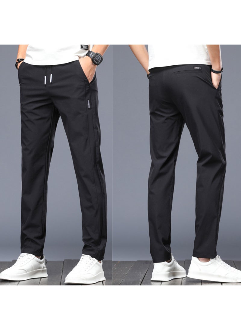 Generic Four Seasons Men's Ice Silk Pants Stretch Regular Four Seasons Trendy Casual Pants Breathable Sweat Absorbing Soft Tether Men's Pants  - Image 3