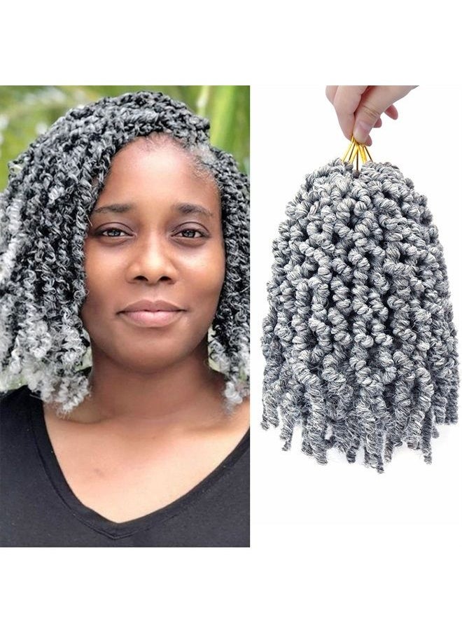 Liyate - Liyate 3 Packs Pretwisted Spring Twist Crochet Hair Short Curly Spring Twist Hair 8Inch 18 Strands/pack Spring Twists Fluffy Curly Twist Braiding Hair Pre-Twisted Passion Twist Crochet Braids(Gray) - Image 1