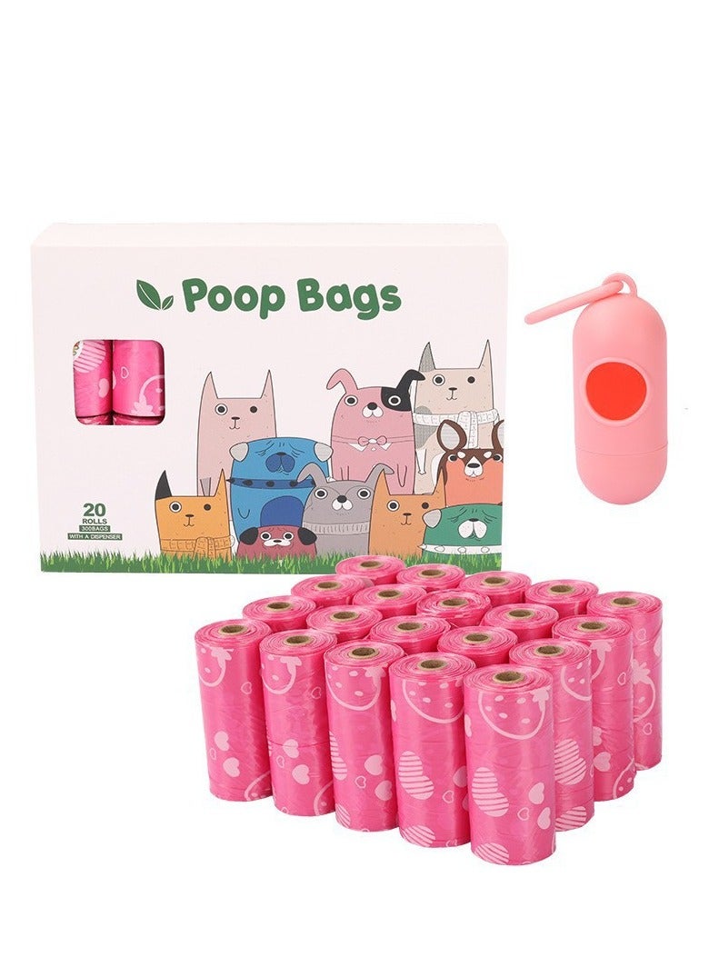 Diaper Bag Refills, 300PCS Biodegradable Baby Diaper Bag with Complimentary trash bag dispenser, Lemon Scented Dog Poop Bag Disposable for Nappies, Rubbish, Dog Poop (Pink) - Image 1