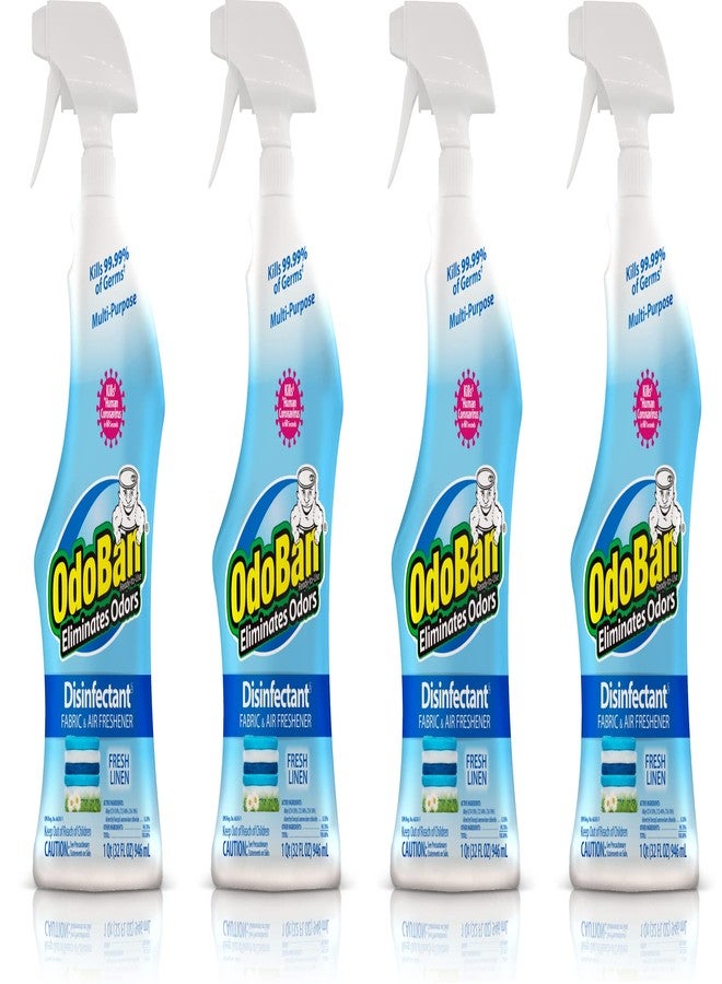 OdoBan Ready-to-Use Disinfectant and Odor Eliminator, Set of 4 Spray Bottles, 32 Ounces Each, Fresh Linen Scent - Image 1