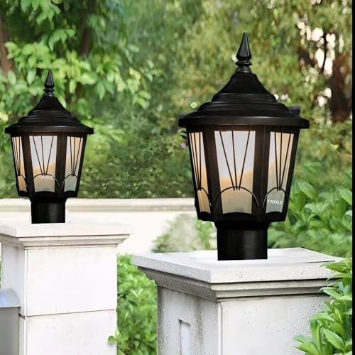 RBSK Metal and Glass Modern Desing Gate Light for Home Waterproof | Lamps for Main Gate | Pillar Light | Outdoor Garden Light | (2550) (Bulb Not Included) (Pack of 2) - Image 4