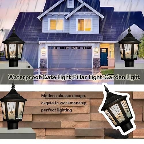 RBSK Metal and Glass Modern Desing Gate Light for Home Waterproof | Lamps for Main Gate | Pillar Light | Outdoor Garden Light | (2550) (Bulb Not Included) (Pack of 2) - Image 3