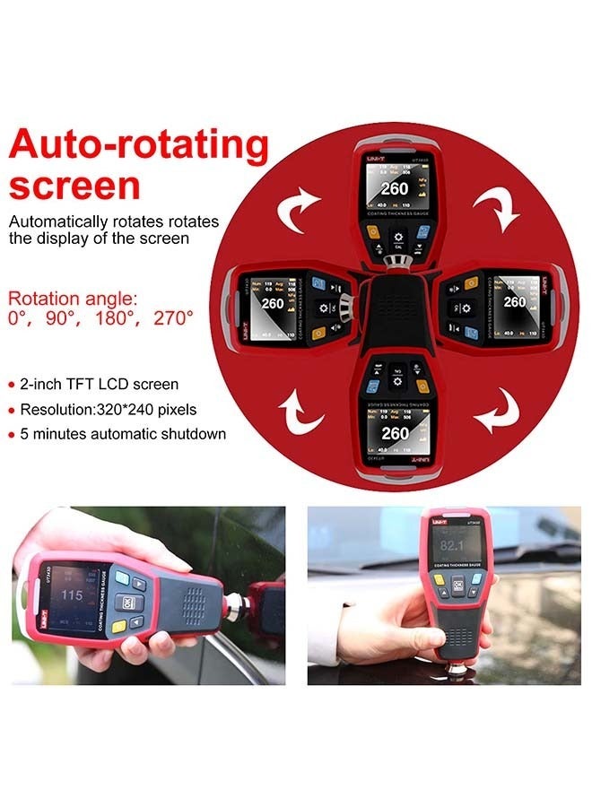 يوني تي UT343D مقياس سمك الطلاء الرقمي نطاق اختبار 0 إلى 1250um مع وظيفة بيانات USB  - Image 3