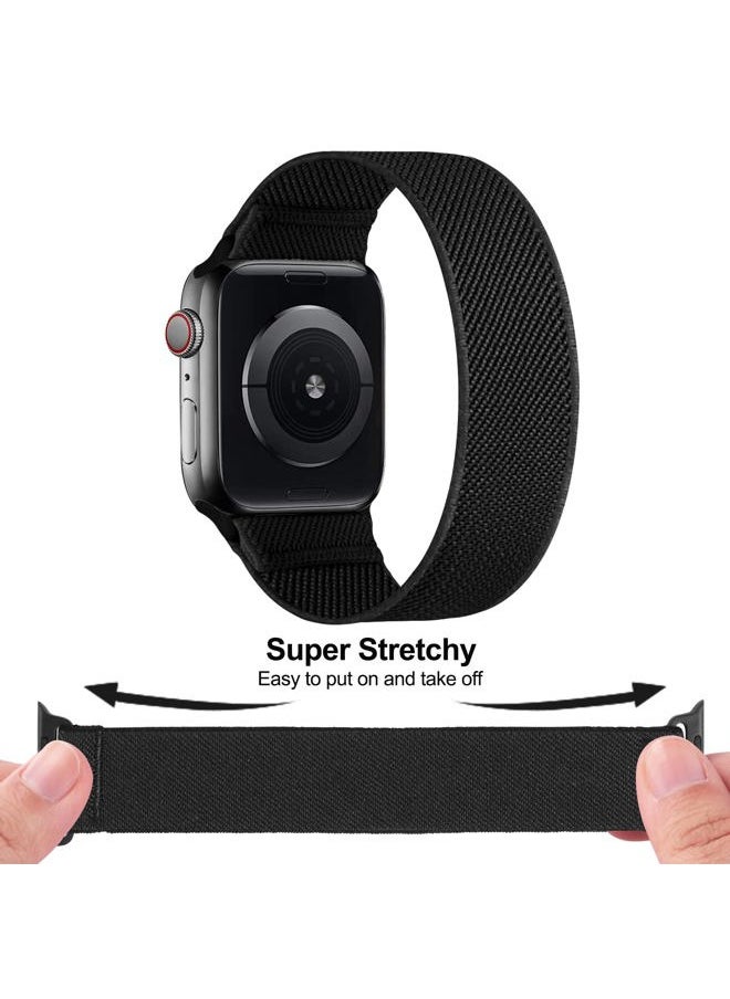 HILIMNY - HILIMINY 10 Pack Stretchy Solo Loop Bands Compatible With Apple Watch 42mm 44mm 45mm 49mm, Elastic Braided Nylon Sport Straps for iWatch Ultra 1 2 SE Series 9 8 7 6 5 4 3 2 1, Men Women, B M - Image 1