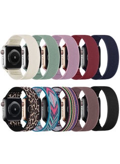 HILIMINY 10 Pack Stretchy Solo Loop Bands Compatible With Apple Watch 42mm 44mm 45mm 49mm, Elastic Braided Nylon Sport Straps for iWatch Ultra 1 2 SE Series 9 8 7 6 5 4 3 2 1, Men Women, B M
