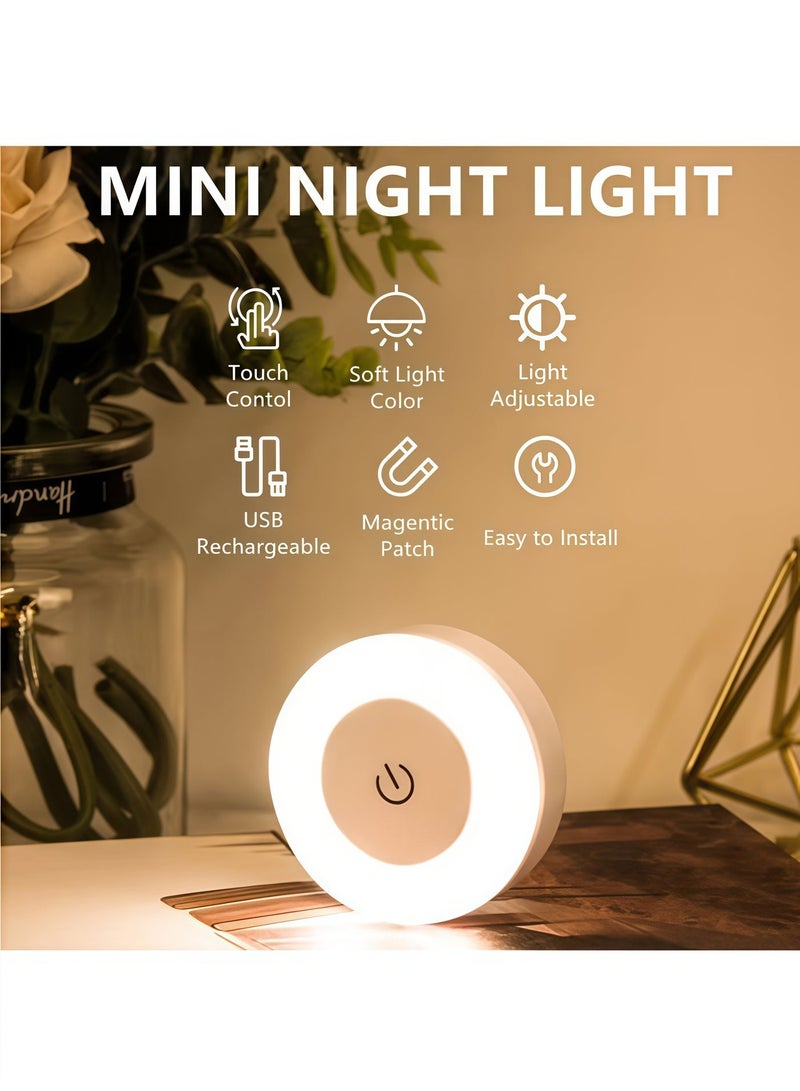 BlueHole Touch Controlled Tri Color LED Magnetic Night Light, Touch Dimming Tri Color Temperature Rechargeable Wall Mounted Room Corridor Night Light - Image 4