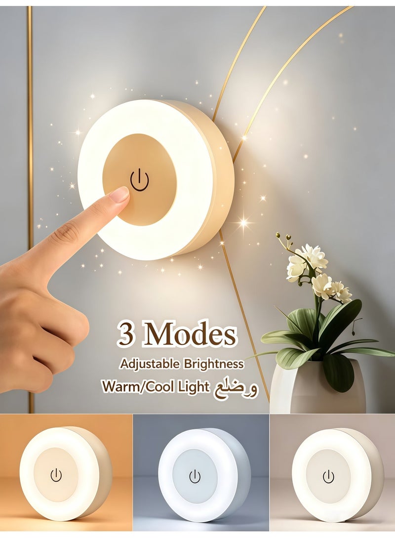 BlueHole Touch Controlled Tri Color LED Magnetic Night Light, Touch Dimming Tri Color Temperature Rechargeable Wall Mounted Room Corridor Night Light - Image 2