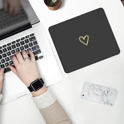 Seorsok Square Aesthetic Cute Heart Mouse Pad,Office Home Personalized Mouse Mat Design,Waterproof Funny Mousepad,Non-Slip Rubber Base Computer Mouse Pads for Wireless Mouse,Black - Image 4