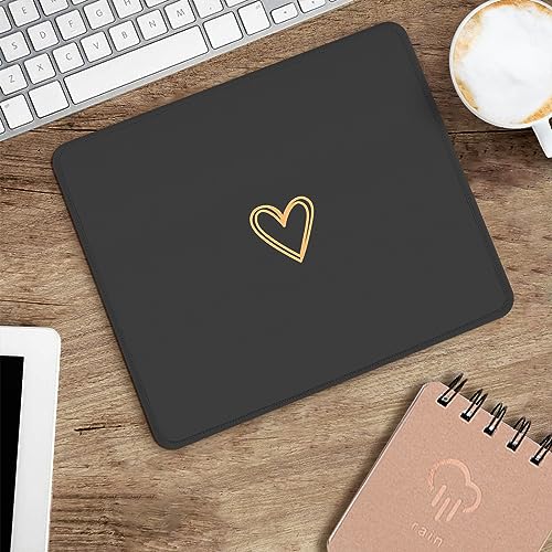 Seorsok Square Aesthetic Cute Heart Mouse Pad,Office Home Personalized Mouse Mat Design,Waterproof Funny Mousepad,Non-Slip Rubber Base Computer Mouse Pads for Wireless Mouse,Black - Image 5