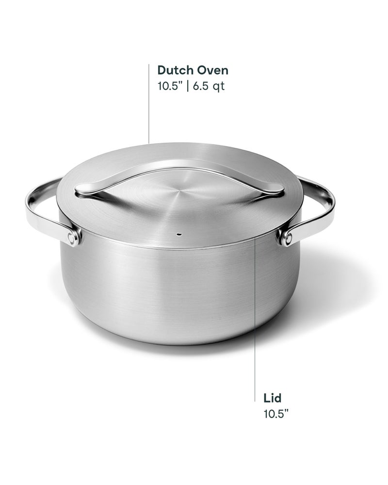 Caraway Stainless Steel Dutch Oven (6.5 Qt) - 5-Ply Stainless Steel - Oven Safe & Stovetop Agnostic - Non Toxic, PTFE & PFOA Free - Image 3