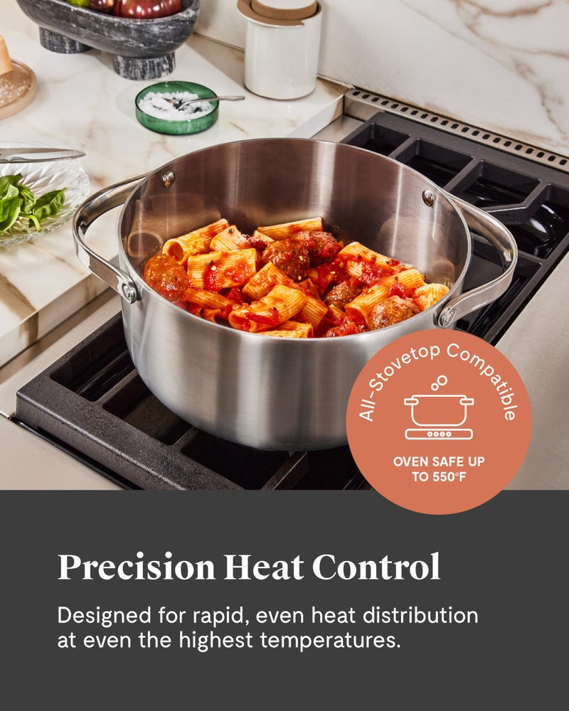 Caraway Stainless Steel Dutch Oven (6.5 Qt) - 5-Ply Stainless Steel - Oven Safe & Stovetop Agnostic - Non Toxic, PTFE & PFOA Free - Image 4
