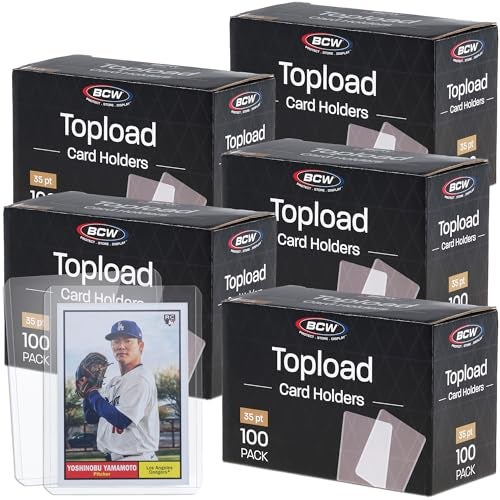 BCW 3x4 Standard Topload Card Holders 500 Pack Top Loaders for Cards Rigid Card Protector Fits Standard Size Cards Up to 35pt - Image 1