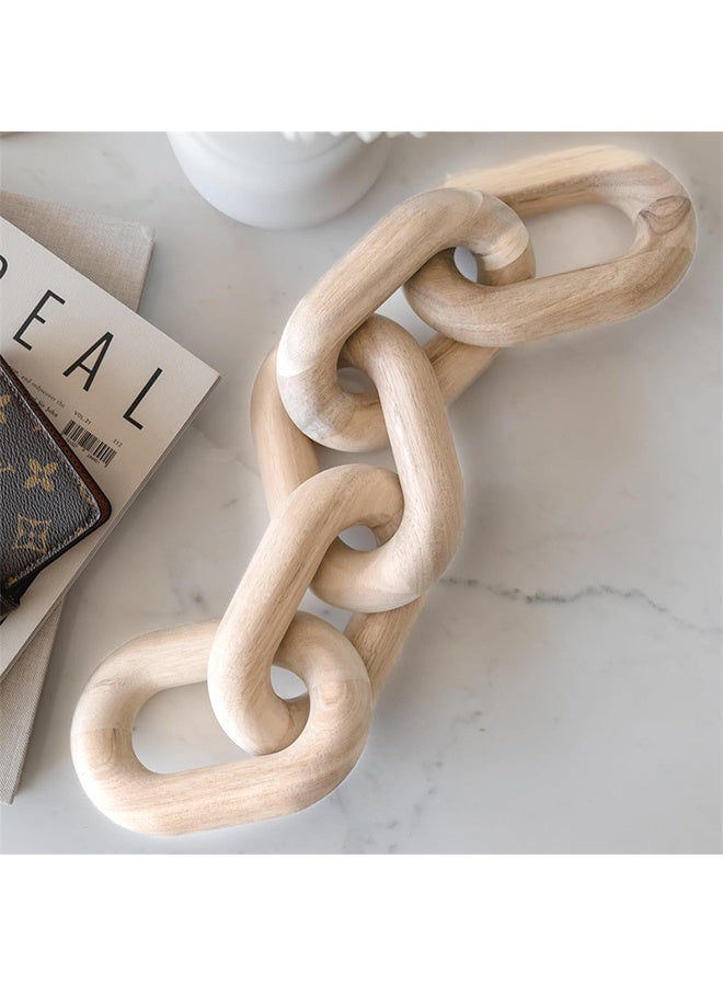 DAREU Natural Wood Chain Link Decor – 5-Link Wooden Knot for Coffee Table, Shelf & Living Room Styling – Hand-Carved Farmhouse Accent (55cm x 10cm) - Image 5