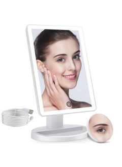 COSMIRROR Makeup Vanity Mirror With 3 Color Lighting, Lighted Makeup Mirror With 72 Led Lights And 10X Magnifying Mirror, Dual Power Supply, 180 Degree Rotation Cosmetic Tabletop Light Up Mirrors  - Image 1