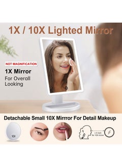 COSMIRROR Makeup Vanity Mirror With 3 Color Lighting, Lighted Makeup Mirror With 72 Led Lights And 10X Magnifying Mirror, Dual Power Supply, 180 Degree Rotation Cosmetic Tabletop Light Up Mirrors  - Image 4