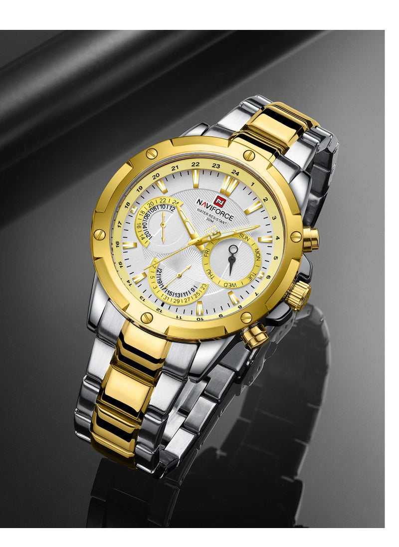 NAVIFORCE - Luxury Analog Wrist Watch for Men with Stainless Steel Strap Water Resistant Multi-Function Timepiece with Day and Date Display - Image 1