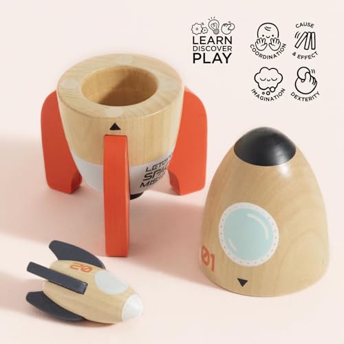 Le Toy Van Wooden Space Rocket Duo Toy Plastic Free with Hidden Mini Rocket Suitable for 24 Months Girls and Boys - Image 5
